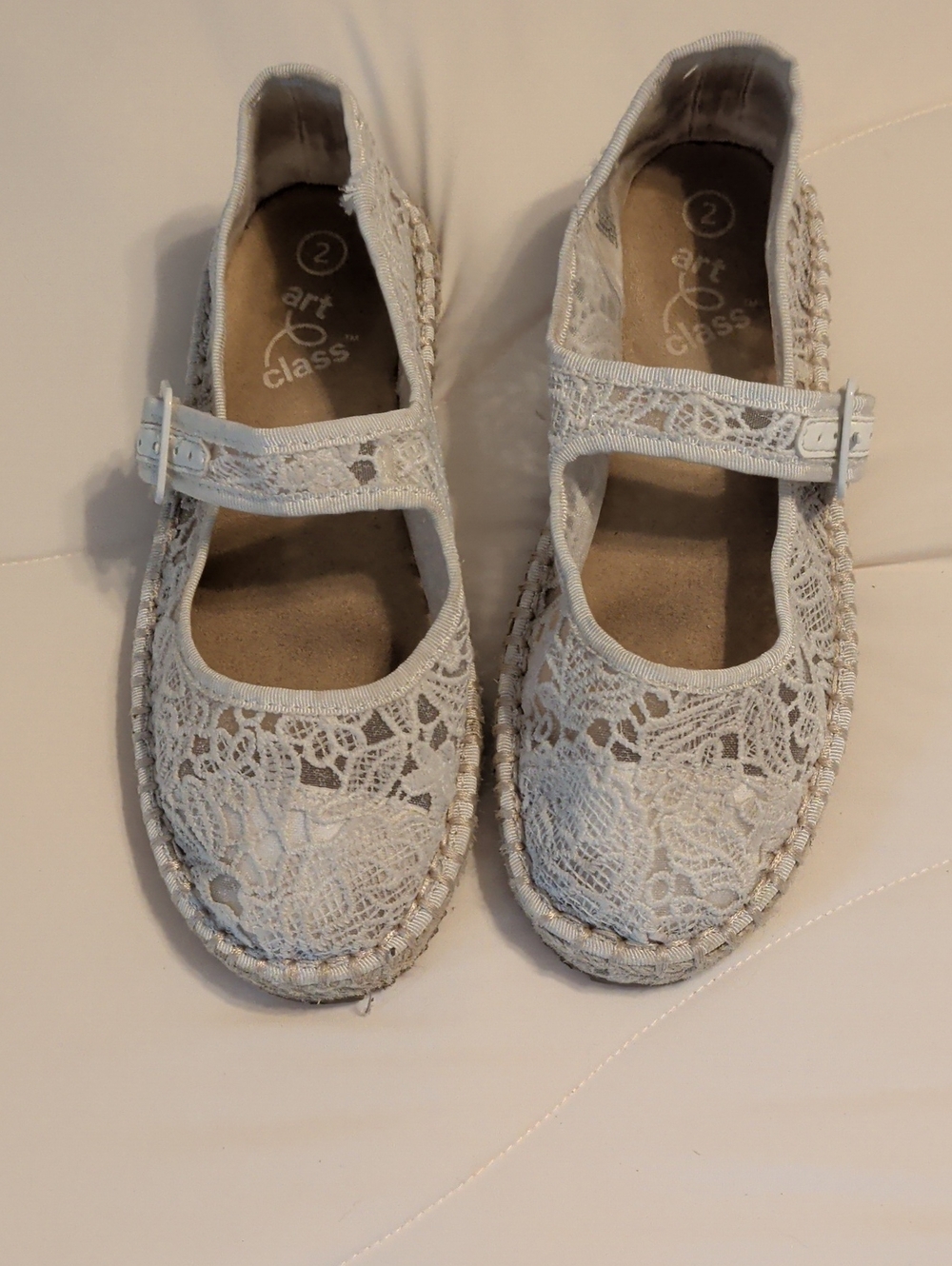 Art Class White Lace Mary Jane Espadrilles Flats
